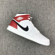 Air Jordan 1 Mid White Red Sneakers 554724-116