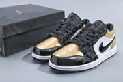 Jordan 1 Low Gold Toe Black and Metallic Gold Sneakers