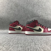 Air Jordan 1 Mid Chicago Starfish Sneakers, Red and Black