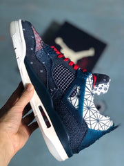 Jordan 4 Sashiko-Style Embroidered Sneakers Navy