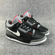 Air Jordan 3 Retro Black Cement Sneakers, Black and Grey