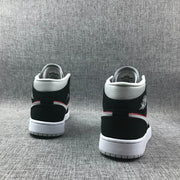 Air Jordan 1 Mid Black, White & Red Sneakers 554724-060