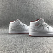 Air Jordan 1 Mid White and Red Sneakers 554725-103