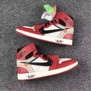 Off-White x Air Jordan 1 High Sneakers, Red and White