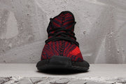 Yeezy 350 V2 Knit Sneakers in Red and Black