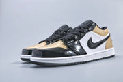 Jordan 1 Low Gold Toe Black and Metallic Gold Sneakers