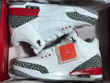 Jordan 3 Retro White Red Elephant Print Sneakers