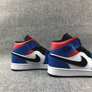 Air Jordan 1 Mid Blue Red Black White Sneakers