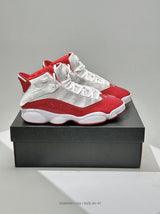 Jordan 6-3 White and Red Basketball Sneakers