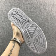 Air Jordan 1 Mid White Silver Sneakers 554724-105