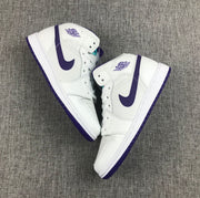 Air Jordan 1 Mid White Purple Sneakers 332148-137