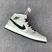 Air Jordan 1 Mid Grey and Black High-Top Sneakers