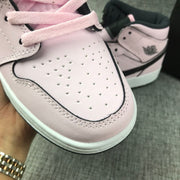 Air Jordan 1 Mid Pink and Black High-Top Sneakers