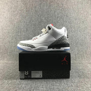 Jordan Air Jordan 3 White Cement Sneakers with Translucent Blue Sole