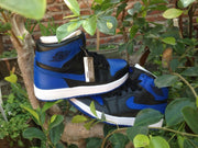 Jordan 1 High Blue and Black Basketball Sneakers