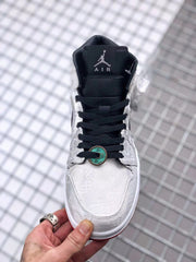 Jordan Air Jordan 1 Mid Edison Chen White Black Gold Sneakers
