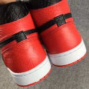 Air Jordan 1 High Black Red Scale-Textured Sneakers
