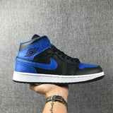 Air Jordan 1 Mid Black and Blue High-Top Sneakers