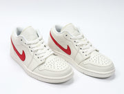 Jordan 1 Low Sneakers, Sail and Red, AO9944-161