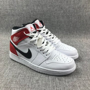 Air Jordan 1 Mid White Red Sneakers 554724-116