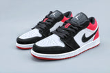 Jordan 1 Low Black Toe Sneakers Black White Red