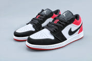 Jordan 1 Low Black Toe Sneakers Black White Red