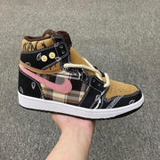 Jordan 1 Mid Paisley Sneakers Black Tan Pink White