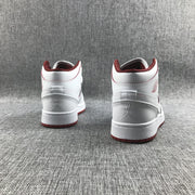 Air Jordan 1 Mid White and Red Sneakers 554725-103