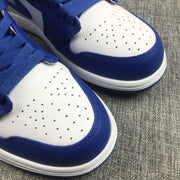 Jordan 1 Mid Hyper Royal Sneakers, White and Blue, 554724-114