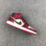 Air Jordan 1 Mid Chicago Starfish Sneakers, Red and Black