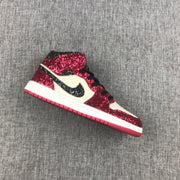 Air Jordan 1 Mid Chicago Starfish Sneakers, Red and Black