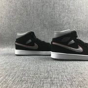 Air Jordan 1 Mid Black Grey Red Sneakers 554724-060