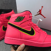 Air Jordan 1 Mid Sneakers Pink Black Volt AQ9131-600