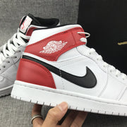 Air Jordan 1 Mid White Red Sneakers 554724-116