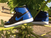 Jordan 1 High Blue and Black Basketball Sneakers
