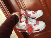 Jordan 4 Retro White and Red High-Top Sneakers