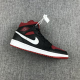 Jordan 1 Mid Black Red Canvas-Style Sneakers 554724-020