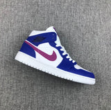 Air Jordan 1 Mid Sneakers Blue Pink 554724-451