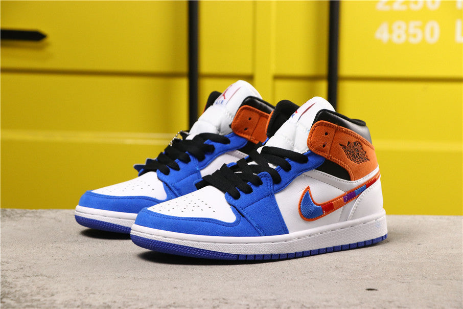 Jordan 1 High Blue Orange White Sneakers 852542-146