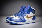 Air Jordan 1 High Blue White Gold Sneakers