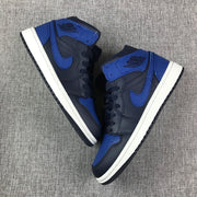 Air Jordan 1 Mid Black and Royal Blue High-Top Sneakers