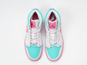 Jordan 1 Mid Sneakers White Pink Turquoise 555112-102