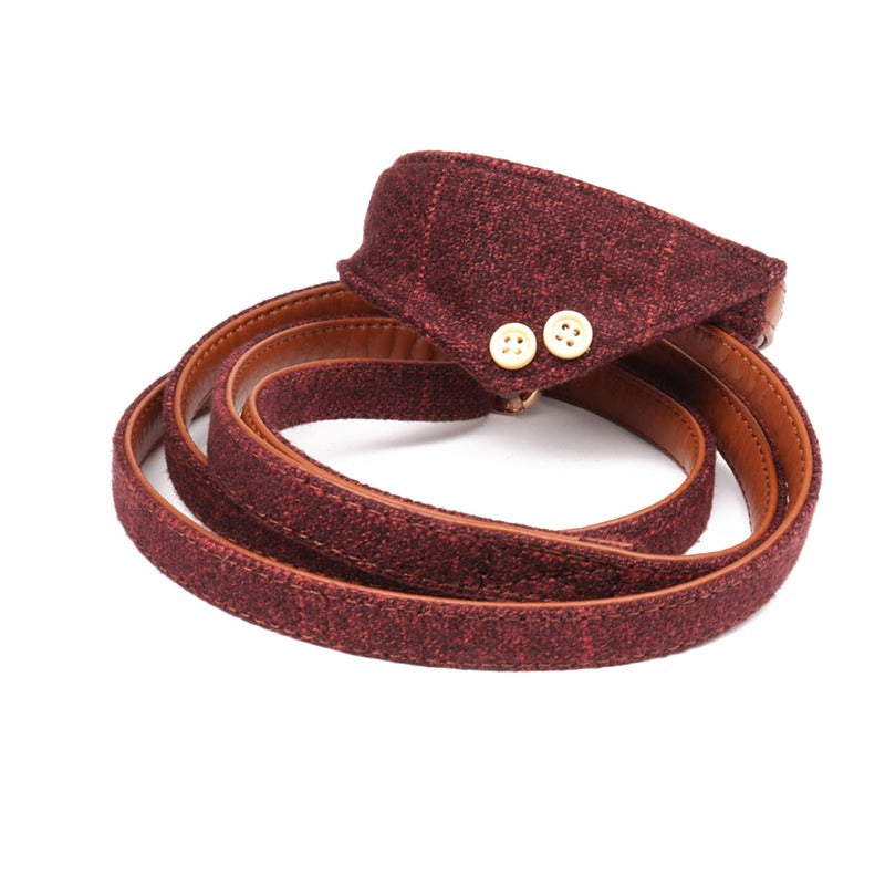 Aminger Cross-border Small and Medium-sized Dog Pu Dog Leash, British Pet Triangle Towel Collar