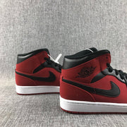 Air Jordan 1 Mid Sneakers in Red, Black and White