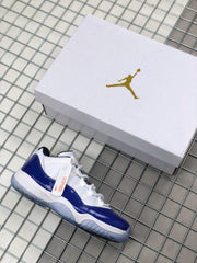 Air Jordan 11 Sneakers White and Deep Blue BQ3685-001