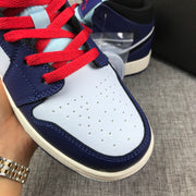 Air Jordan 1 Mid White, Black and Purple Sneakers