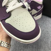 Air Jordan 1 Mid GS Sneakers White Purple Pink