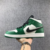 Air Jordan 1 Mid SE White Green Black Sneakers