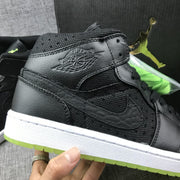 Jordan 1 High Strap Black and Fluorescent Green Sneaker 364770-007