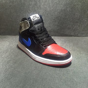 Jordan 1 High Three-Color Sneaker in Black, Blue and Red